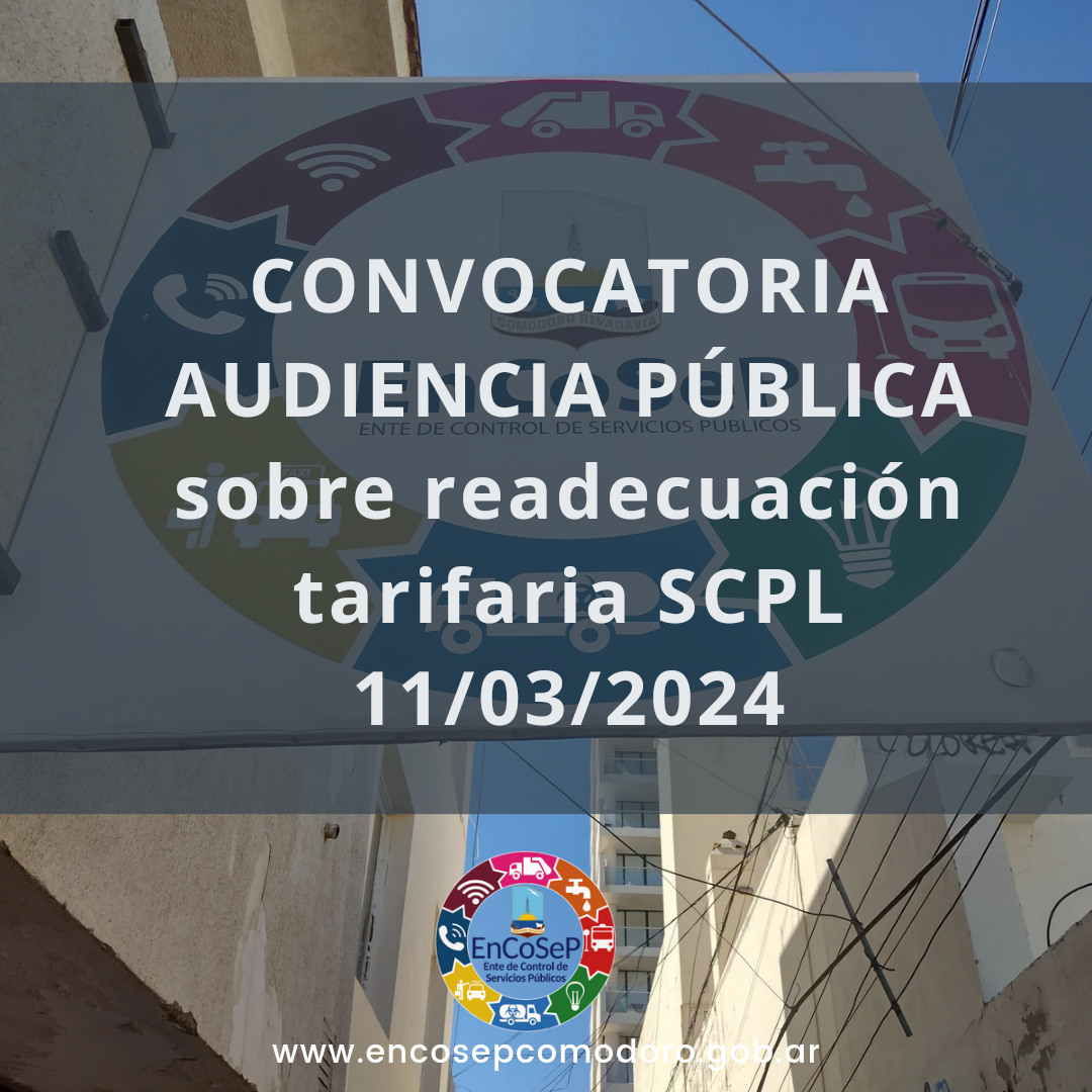 Se realizará una audiencia pública sobre readecuación tarifaria (SCPL)