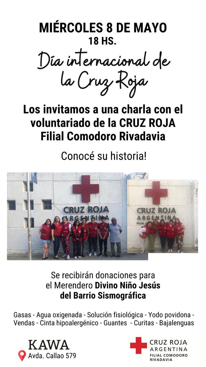 Este 8 de mayo se conmemora el día Internacional de la Cruz Roja y en Comodoro habrá actividades