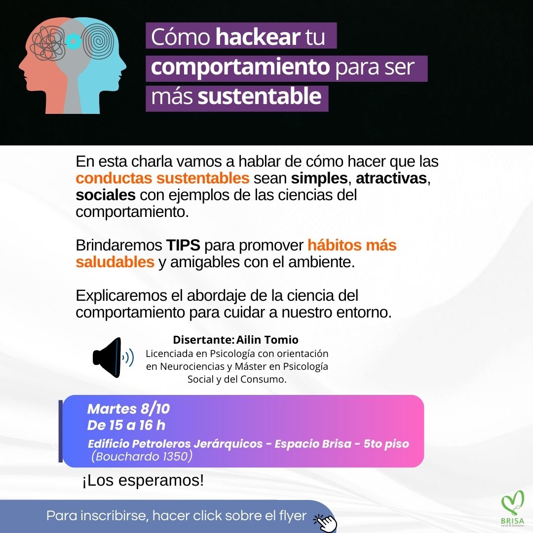 Brisa Salud y Bienestar brindará una charla sobre conductas sustentables en el CAD