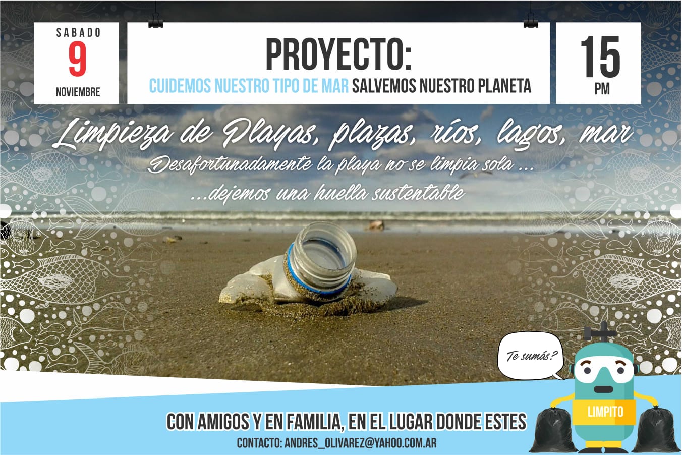 Este sábado desde las 15hs se realiza una limpieza de Playas en simultaneo