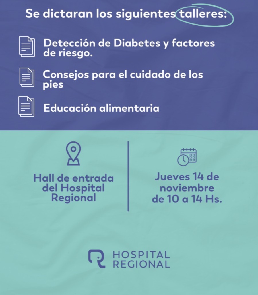 Mañana se realizarán actividades gratuitas en el Hospital Regional por el Día Mundial de la Diabetes