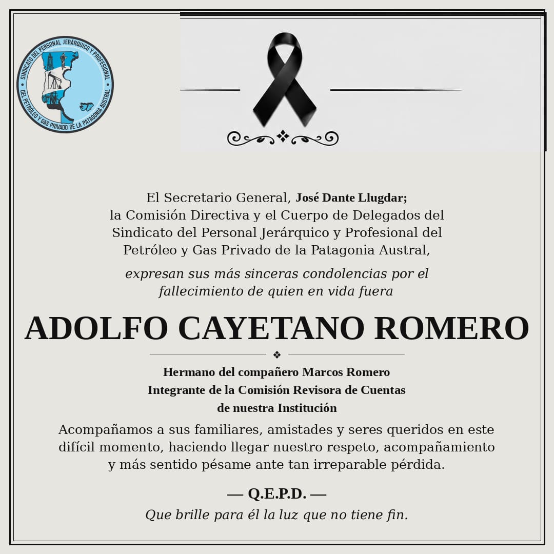 Aviso fúnebre: Adolfo Cayetano Romero