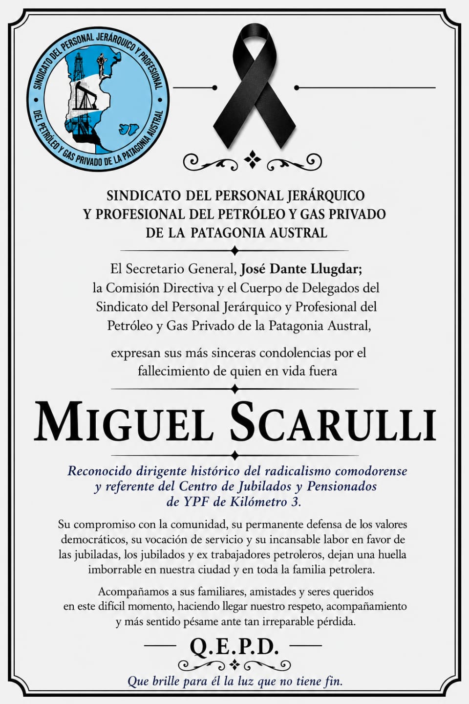 AVISO FÚNEBRE: Miguel Scarulli