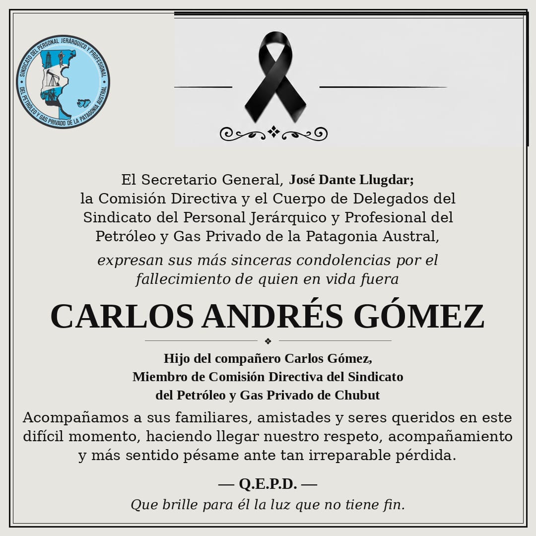 AVISO FÚNEBRE: CARLOS ANDRÉS GÓMEZ