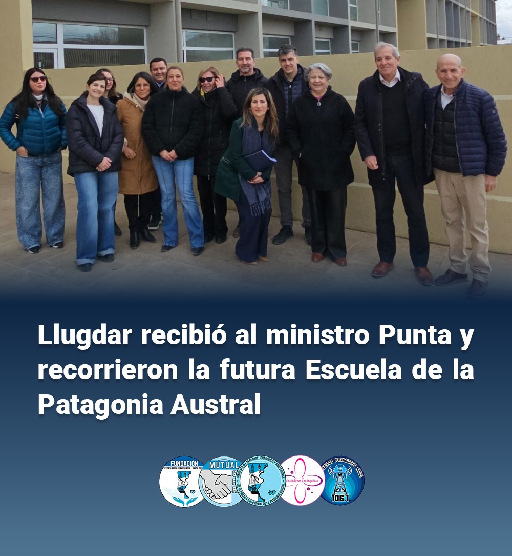 Llugdar recibió al ministro Punta y recorrieron la futura Escuela de la Patagonia Austral